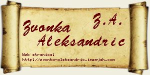Zvonka Aleksandrić vizit kartica